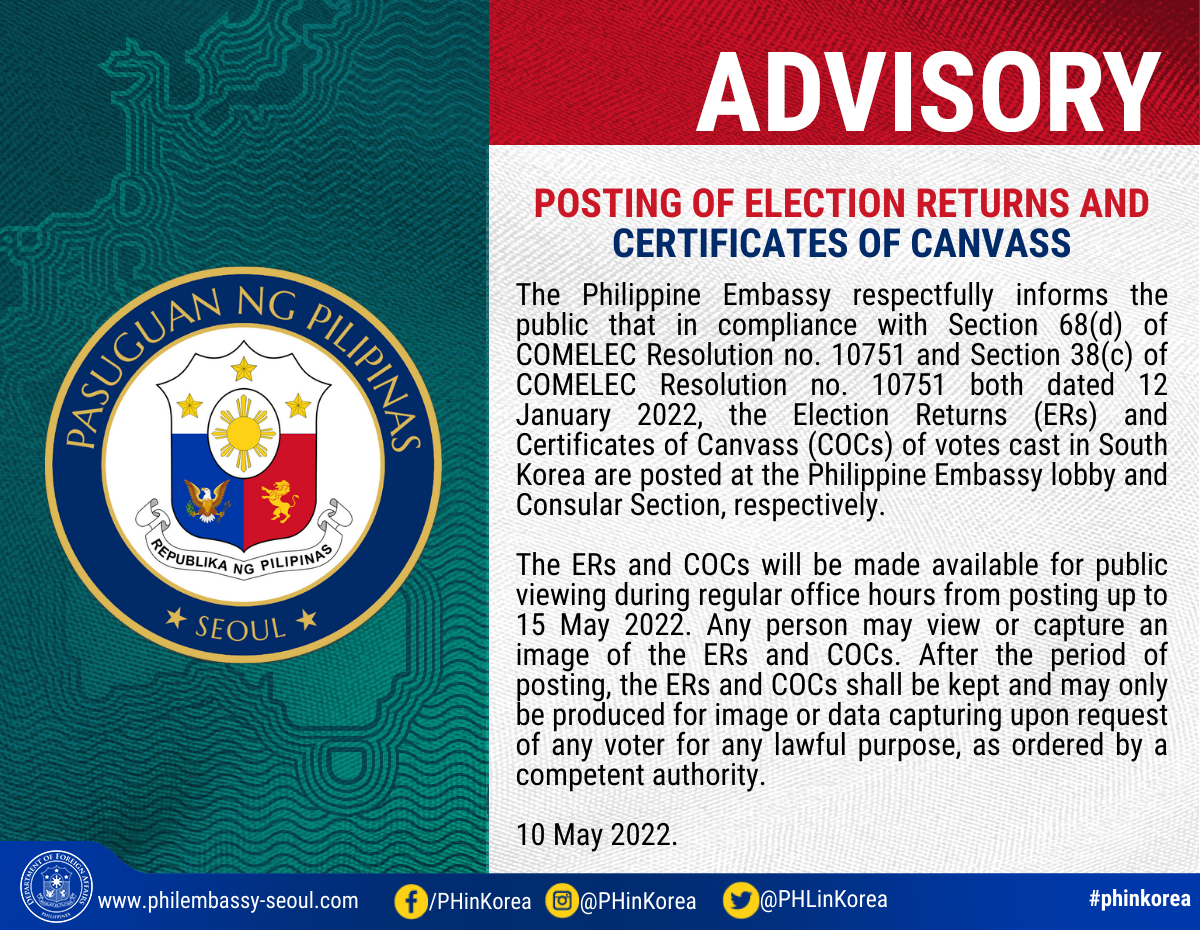 ADV POSTING OF ELECTION RETURNS and COCs
