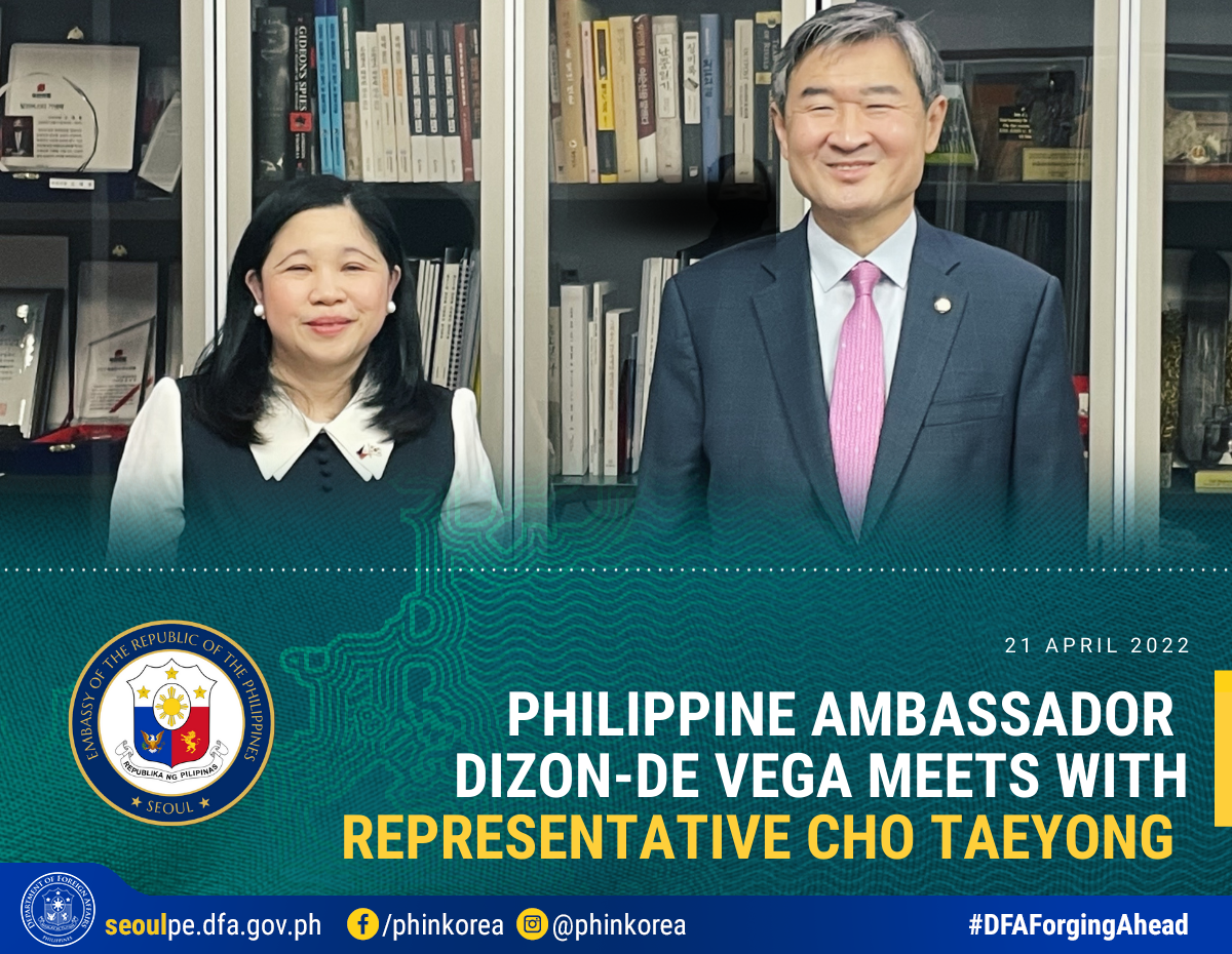 PR MTD 41 2022 PH Ambassador Dizon De Vega meets with Representative Cho Taeyong