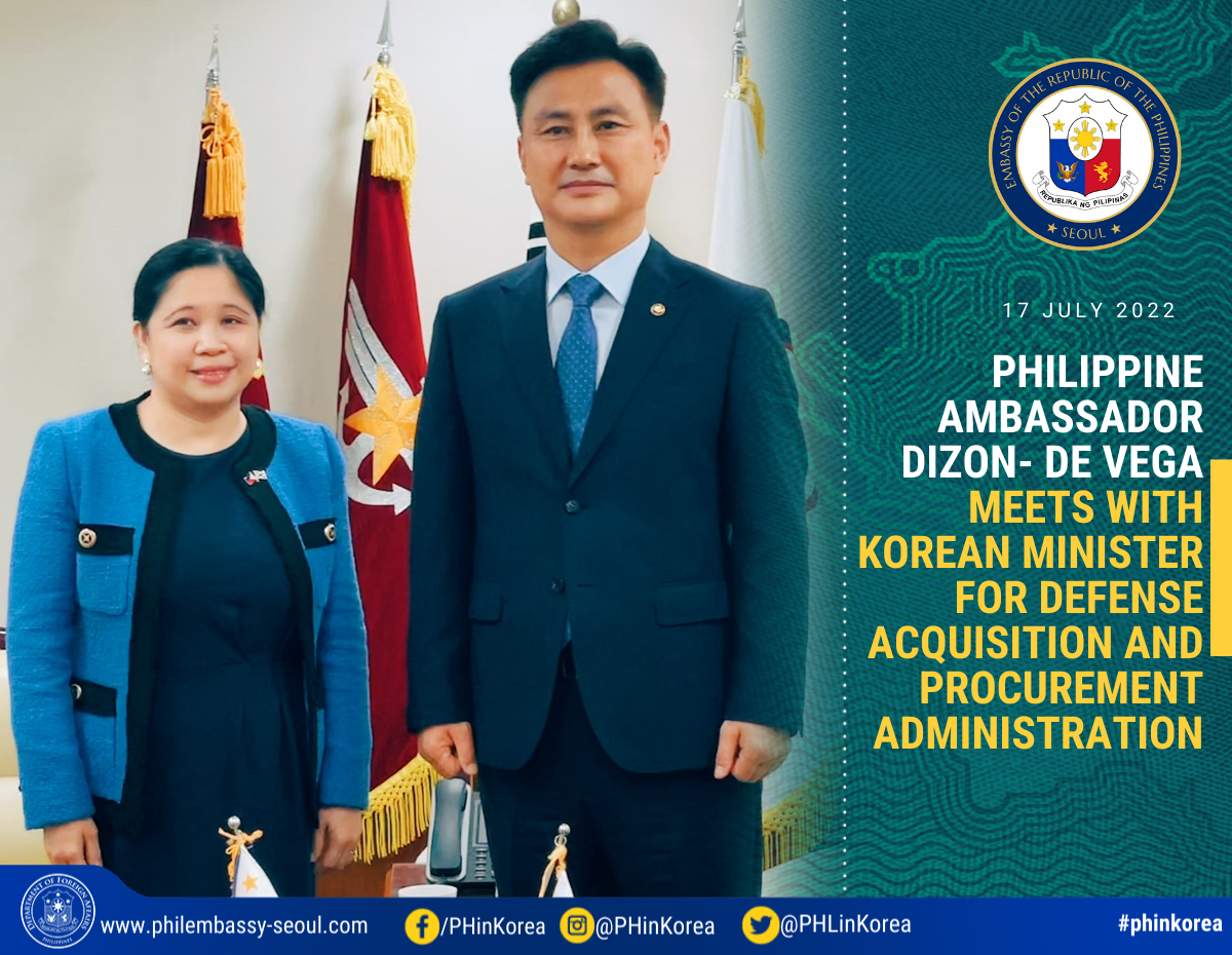 PR MTD 89 2022 PH Ambassador Meets with ROK DAPA Minister Eom