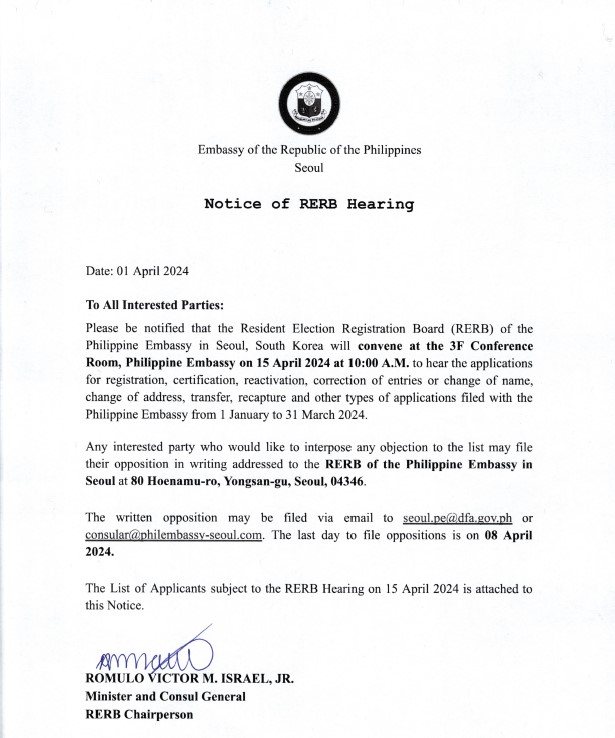 01APRIL2024 NOTICE OF RERB HEARING