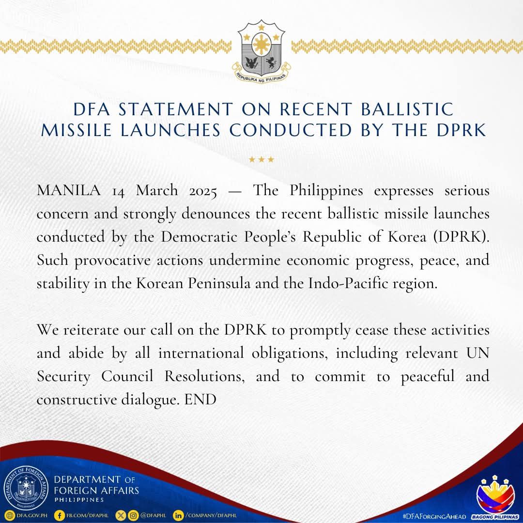 DFAStatement14March DPRK