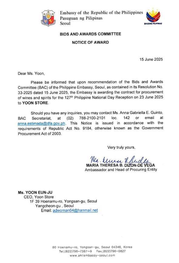 NOA Wines and Spirits for Natl Day Reception 15 June